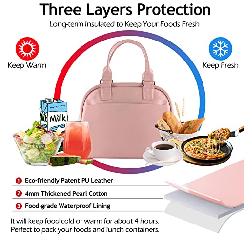 yookee home Lunch Bag Women Insulated Lunch Box for Adults Large Lunch Tote Bag Cute Pink Lunch Bag for Women Preppy Lunchbox Meal Prep Lunch Box for Women Nurse Lunch Bag for Adults Work