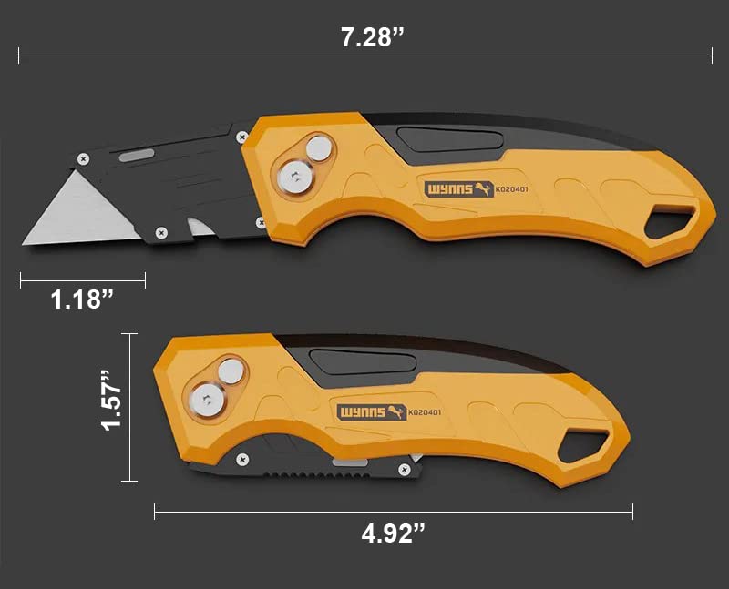 Veltec Pro Folding Utility Knife with 3 Extra SK5 Blades (Orange)