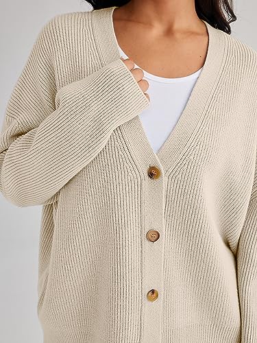 LILLUSORY Cardigan Sweaters for Women 2024 Fall Fashion Oversized Lightweight Sweater Knit Work Jackets Outfits Clothes White M