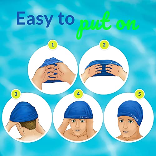 Limmys Men’s Women’s Unisex Swimming Cap - 100% Silicone Ladies Swim Caps - Premium Quality, Stretchable and Comfortable Swimming Hats - Available in Different Attractive Color (Blue)