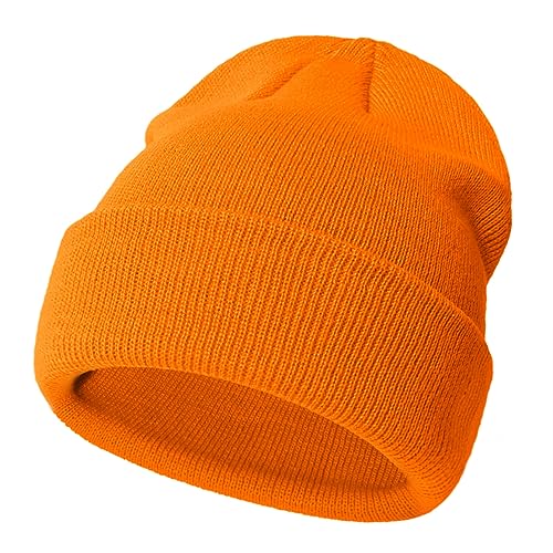Baby Beanie Toddler Winter Hat Knit Ski Hat with Cute Embroidery Unicorn for Girls Boys 0-8 Years Orange