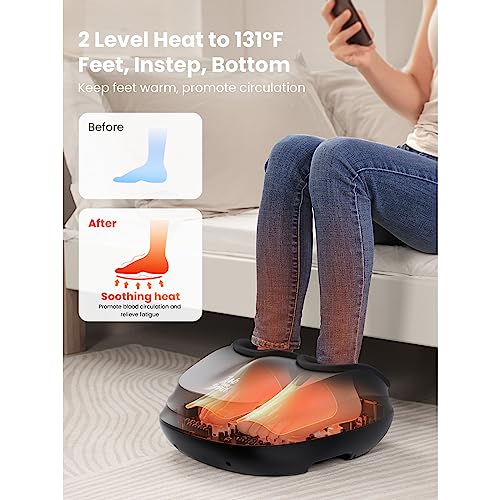 BOB AND BRAD Lite Foot Massager with Heat and Remote-FSA&HSA Eligible, Shiatsu Deep Kneading, Electric Feet Massager Machine Delivers Relief for Tired Muscles and Plantar Fasciitis，for Men Size 12