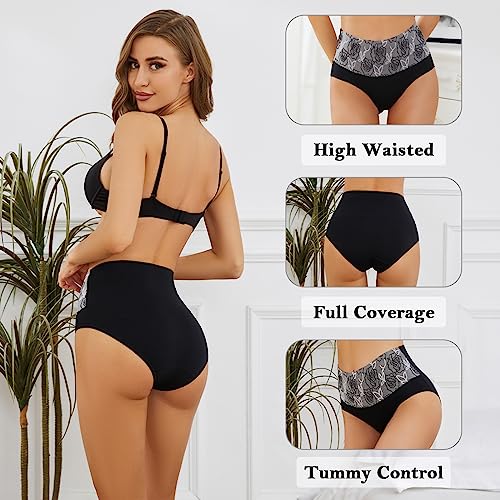 MEIDAYAI 8 Pack Women's Underwear Cotton Underwear Pack High Waist Tummy Control C Section Recovery Full Coverage Briefs in Plus Size