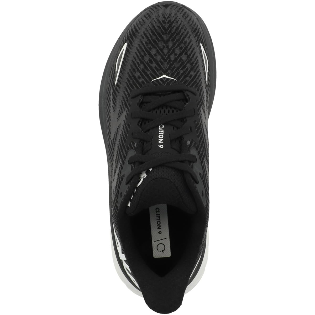 Hoka Women's Clifton 9 Sneaker, Black/White, 6.5