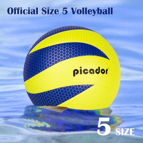 PP PICADOR Volleyball Official Size 5, PU Soft Touch Volleyballs for Youth Beginner,Indoor Outdoor Beach Volley Ball Play Training Sport (Bright Yellow & Blue)