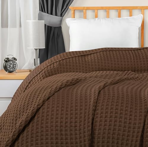 Utopia Bedding Cotton Waffle Blanket 300 GSM (Navy - 60x50 Inches) Soft Lightweight Breathable Bed Blanket Throw Size Layering Any Bed for All Season