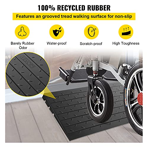 VEVOR Rubber Threshold Ramp, 2.6" Rise Threshold Ramp Doorway, 3 Channels Cord Cover Rubber Threshold Ramp, Rubber Angled Entry Rated 2200Lbs Load Capacity for Wheelchair and Scooter