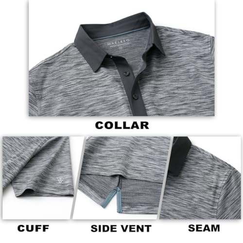 M MAELREG Mens Golf Shirt Short Sleeve Dry Fit Moisture Wicking Heather Pique Casual Collared Polo Shirts for Men