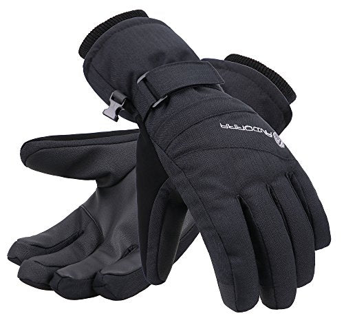 ANDORRA Winter Gloves Women Touchscreen Zipper Pocket Ski Gloves Waterproof Ski Gloves, Grey, S