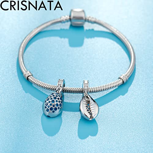 Sea Shell Conch Pendant Charms, fits Pandora Ocean Bracelet, 925 Sterling Silver Beach Seashell with Blue CZ Dangle Beads, Gifts for Granddaughter/Best Friends/Girlfriend/Wife
