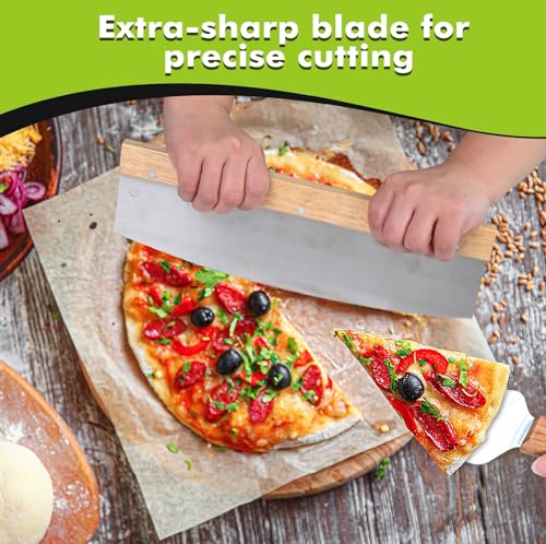 Splotiva Pizza Peel, Aluminum Pizza Spatula,12 inch Metal Pizza Paddle(12"x 14") with Foldable Wood Handle, Rocker Cutter, Pizza Shovel, for Family Pizza Oven Baking Pizza, Dough, Bread & Pastry