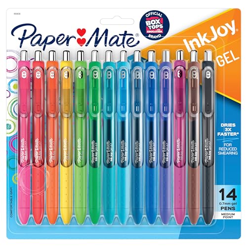 Paper Mate Colorful Gel Pens - InkJoy Gel Pens, Assorted Medium Point (0.7). Perfect for Vibrant, Colored Writing and Sketching with Paper Mate InkJoy Gel Pens, 14 Count