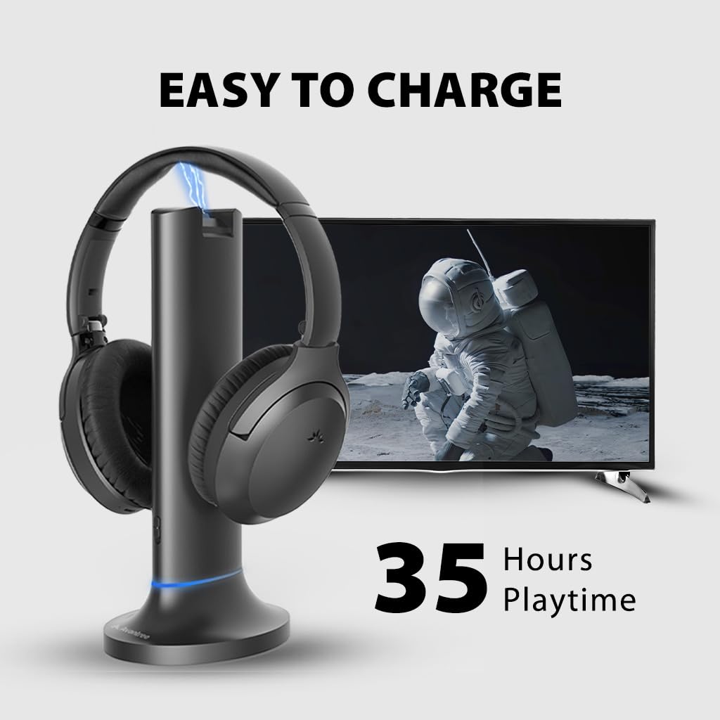 Avantree Opera - Wireless Headphones for TV Watching with Clear Dialogue, Compatible with TVs Equipped with Optical or AUX Audio Output Ports, Passthrough, Enhanced Volume & Comfortable for Seniors