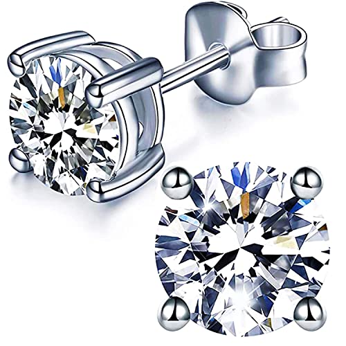 YODEWA Earrings for Women Trendy Hypoallergenic 925 Sterling Silver Cubic Zirconia Earrings Studs Jewelry Gifts for Women/Mom - CZ 2CT