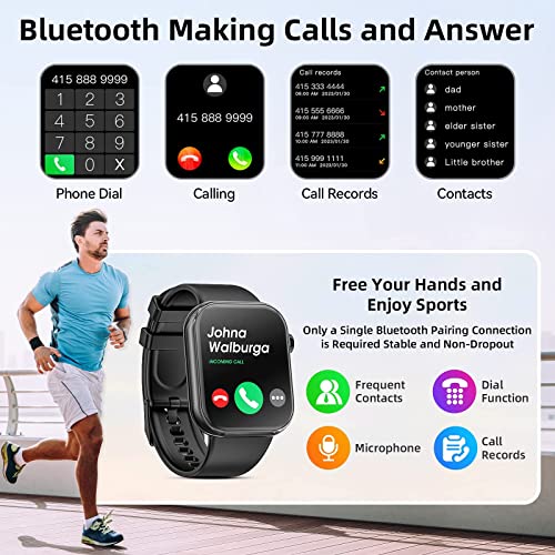 Smart Watch (Answer/Make Calls), 2024 Newest 1.85 Inch Fitness Tracker, Heart Rate/Sleep Monitor/Pedometer/Calories, Multiple Sports Modes, Waterproof Women's Men's Fitness Watch for Android iPhone