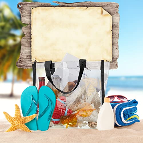 Saintrygo 20 Pack Clear Tote Bags Bulk 12 x 12 x 6 PVC Plastic Tote Bag with Handles for Stadium Work Beach Sports(Black)