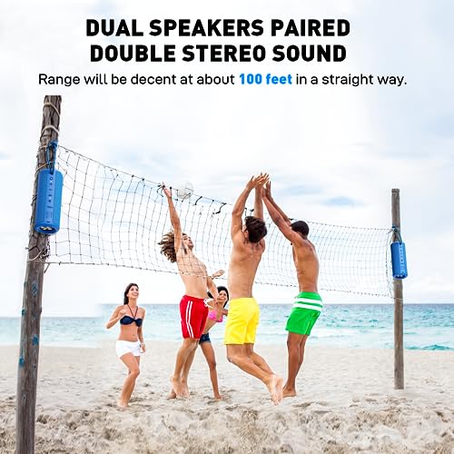 MIATONE Boombox Outdoor Portable Bluetooth Speakers Wireless Speaker Waterproof - Blue