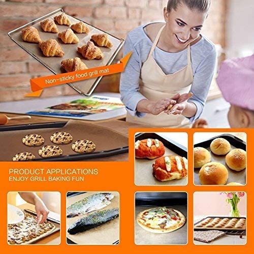 WIBIMEN Grill Mats for Outdoor Grill, Set of 7 Copper Grill Mat, 100% Non-Stick PFOA Free 15.75 x 13", Heavy Duty, Resuable and Easy to Clean, Works on Gas Charcoal and Electric BBQ (7pcs) (Copper)