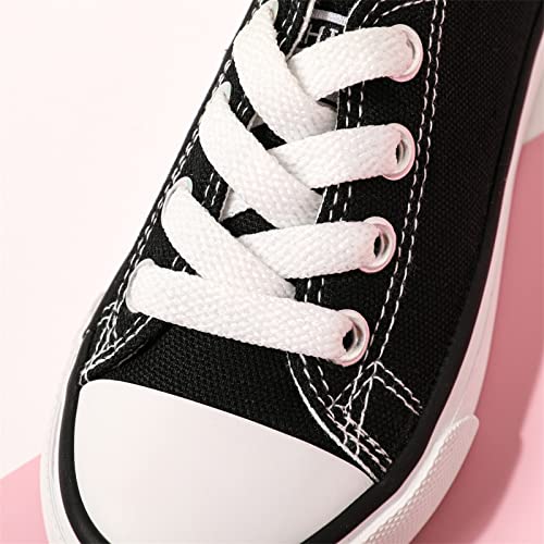 PATPAT Toddler Kid Boys and Girls Slip On Sneakers, Toddler Sneakers Little Kid Big Kid Shoes Canvas Sneaker Toddler Shoes Black
