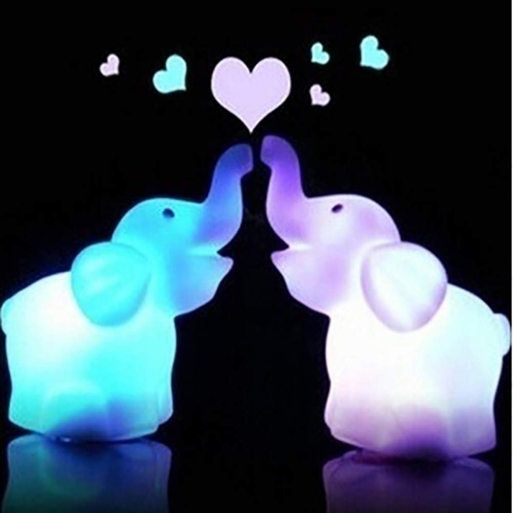 Tuelaly Cute Night Light, 1PC Lovely Elephant 7 Changing Colors On/Off Switch LED Night Light Children Gift