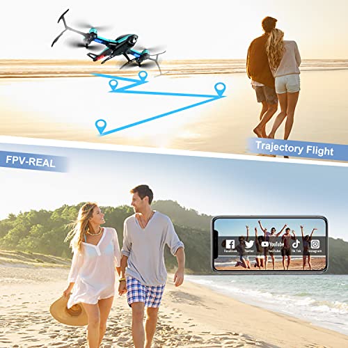 4DRC V10 Foldable Drone with Camera for Adults,1080P FPV WIFI Live Video,RC Helicopte Quadcopter for Beginners Kids,3D Flips, Gestures Selfie, Altitude Hold, Waypoint Fly,2 Batteries