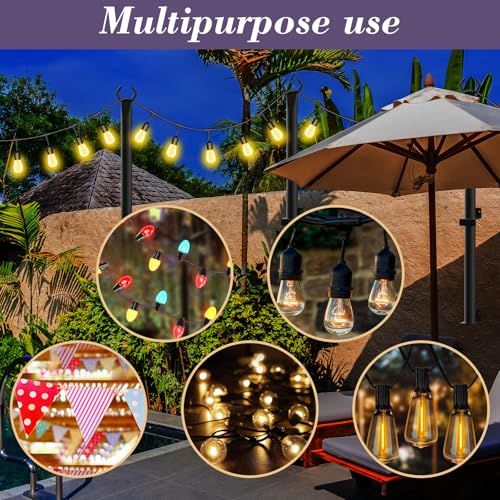 NUERPO 4 Pack String Light Poles,5Ft Metal Poles with Fork for Outdoor String Lights,Outdoor Light Poles with Fork,Poles/Post/Stand for Outside,Patio,Deck,Backyard,Garden Wedding,Party