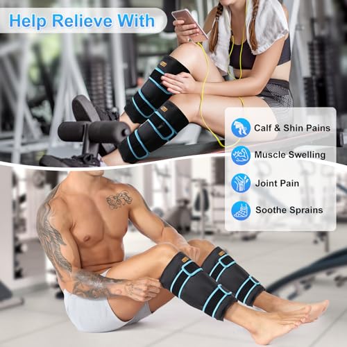 Shin Splint Ice Packs for Injuries Resuable Gel, Calf Ice Pack Wrap Cold Compression Sleeve for Runner, Shin Splints Leg Pain Relief Support Cold Pack, Relief for Swelling and Inflammation (Pack of 2)