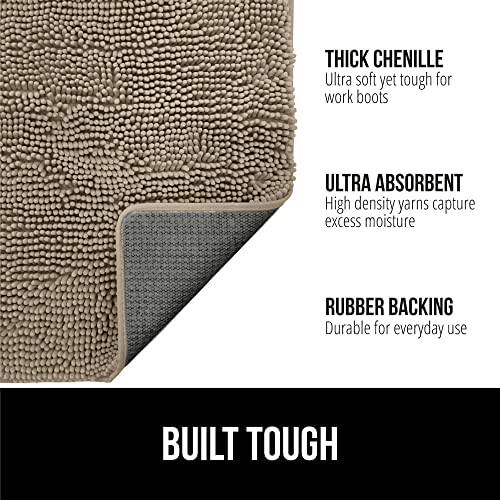 Gorilla Grip Soak Stopper Washable Chenille Dog Doormat, Muddy Paws, Dogs Bed Mats, Rubber Backing, Absorbent Quick Dry Microfiber, Inside Front Door Mat, 70x24, Light Gray