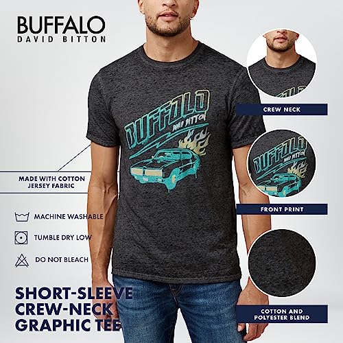 Buffalo David Bitton Men's Short Sleeve Crew Neck Graphic Tee, Charcoal S23