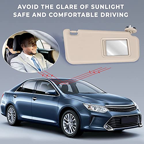 SCITOO Left & Right sides Sun Visor fit for 2006-2013 for TOYOTA for RAV4 Beige Sun Visor Assembly Windshield Sun Visor Mirror with Sunroof