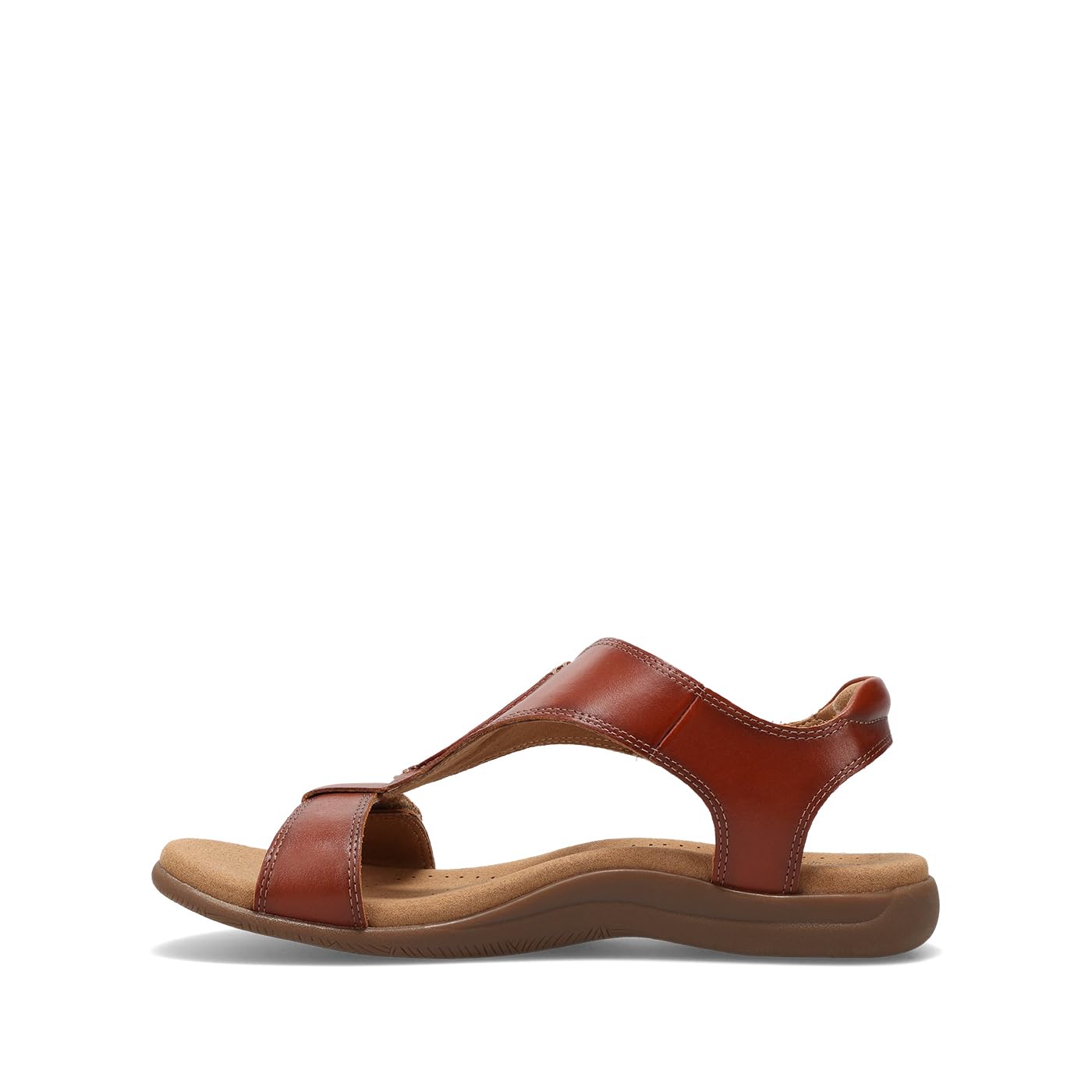 Taos The Show Premium Leather Women's Sandal - Experience Everyday Style, Comfort, Arch Support, Cooling Gel Padding and an Adjustable Fit for Exceptional Walking Comfort Cognac 10 (M) US