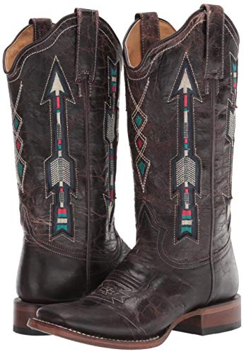 Roper Womens Arrows Square Boot, Brown, 9.5