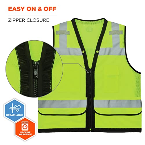 Ergodyne unisex adult Heavy-duty Class 2 Heavy Duty Mesh Surveyors Vest, Lime, Small-Medium US