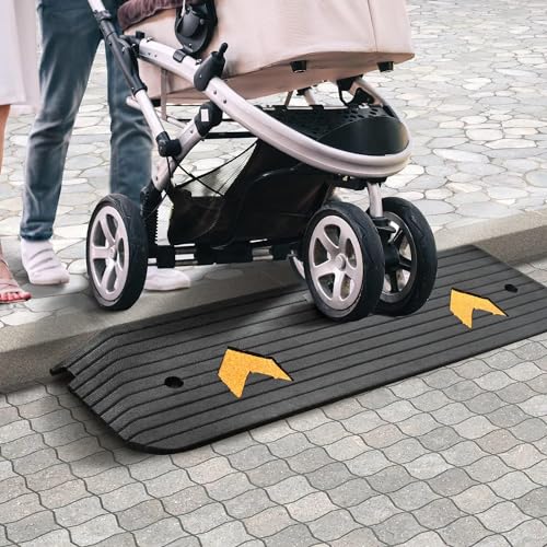 VEVOR 1" Rise Rubber Threshold Ramp for Doorway,Door Ramp with Non-Slip Textured Surface,33069lbs Load Capacity, Rubber Curb Ramp for Wheelchair and Scooter