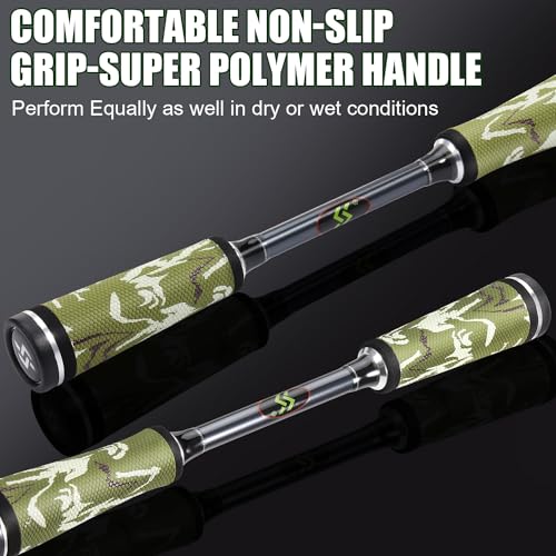 Sougayilang Fishing Rod and Reel Combo, Baitcasting Combo,30 Ton + 24 Ton Carbon Fiber 2 Pieces Fishing Poles with Baitcaster Reel,SuperPolymer Handle