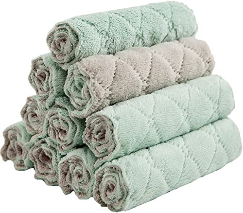 10 Pack Kitchen Cloth, Microfiber Dish Towels Washcloths, Super Absorbent Coral Velvet Dishtowels, Premium Cleaning Cloths,Non-Stick Oil Quick Dry Dish Towels, Soft Tea Towels, Table Cleaning Cloths.