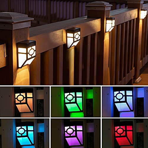 Otdair Solar Lights Outdoor, 2Modes Decorative LED Solar Fence Lights Waterproof, Solar Deck Lights for Deck, Fence, Patio, Yard, Pathway, Front Door, Cold White/Multicolour Changing, 8 Pack