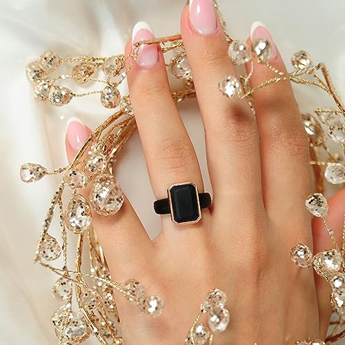 Rinfit Women's Silicone Rings - Engagement or Promise Ring, Silicone Wedding Bands - Black with Metal Silver, Size 5