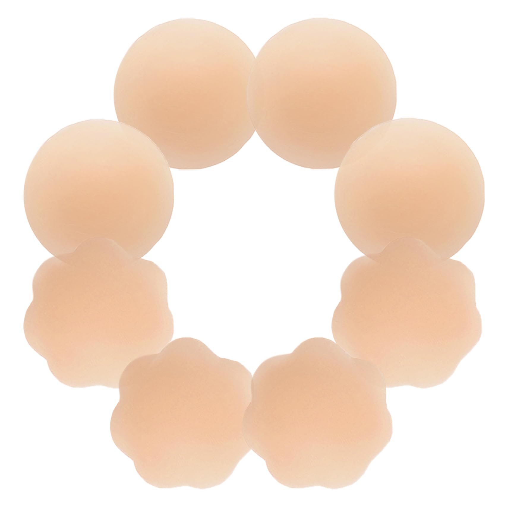 CHARMKING Nipple Covers 4 Pairs for Women, Reusable Adhesive Nipple Coverings, Invisible Pasties Silicone Cover Beige