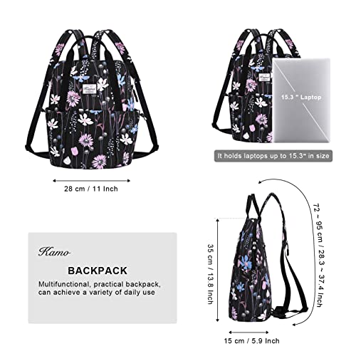 Kamo Women Fashion Backpack Purse Multi Pockets Original Print Daypack Casual Sling Bag for Women