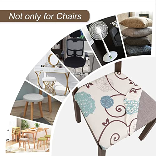 SearchI Seat Covers for Dining Room Chairs Stretch Jacquard Chair Seat Covers Set of 4, Removable Washable Upholstered Chair Seat Protector Cushion Slipcovers for Kitchen, Office(Black Geometric)