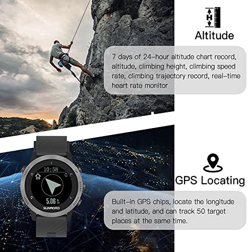 GPS Sports Watch Fitness Wrist Watch with Heart Rate Monitor 100M Water sistant for Running Swimming Cycle Climbing