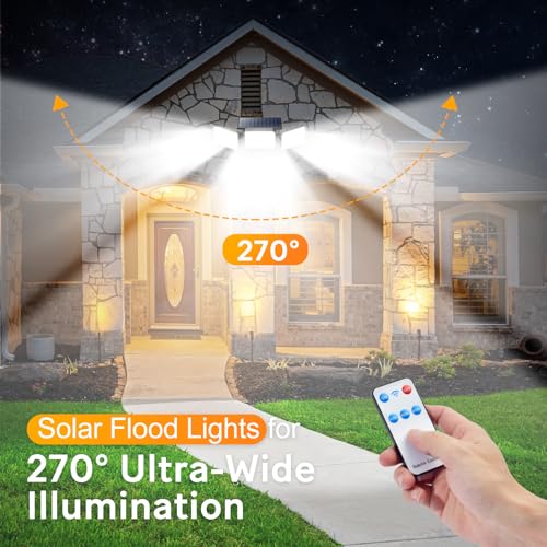 Mokot Solar Lights Outdoor, 218LED 2500LM Solar Motion Sensor Outdoor Lights, IP65 Waterproof Solar Powered Flood Security Lights for Garden Patio Yard House Outside- 2Pack