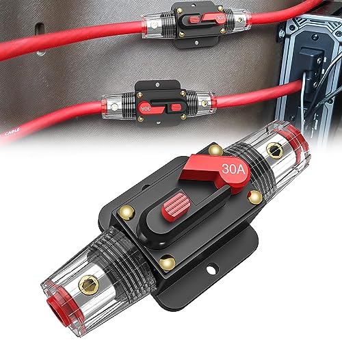 Nilight 40A Circuit Breaker Resettable 12-48V DC Manual Reset w/Copper Wire Lugs Surface Mount Overload Protection for Car Audio Sound Amplifier System RV Marine Boat Truck, 2 Years Warranty