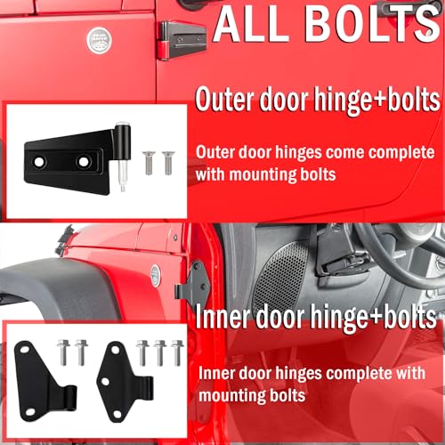Door Hinge Kit 8Pcs Fit for 2007-2018 Jeep Wrangler JK Black Steel