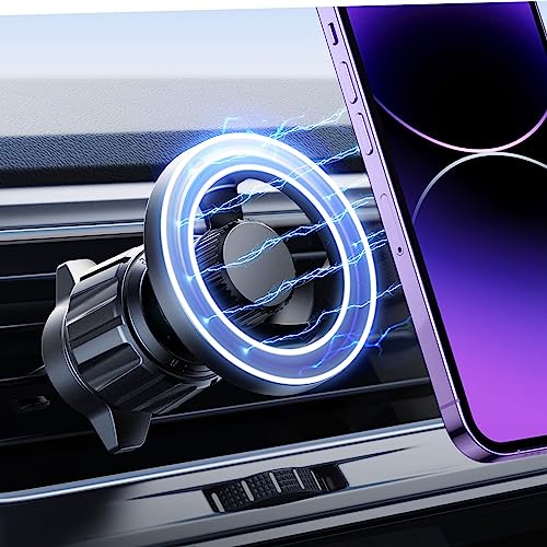 LISEN for MagSafe Car Mount Magnetic Car Phone Vent Mount, Magnetic Car Phone Holder, Hands Free Cell Phone Car Holder for Vent, Fits for iPhone 16 15 14 13 12 Pro Max Plus Mini MagSafe Case, Black