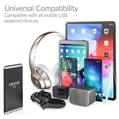 Crave Slim Power Bank, Plus Aluminum Portable Charger with 10000 mAh [Quick Charge QC 3.0 USB + Type C] External Battery Pack for iPhone, iPad, Samsung and More.