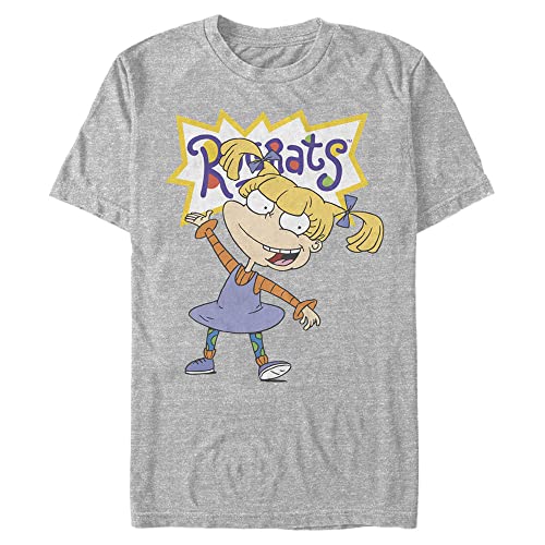 Nickelodeon Big & Tall Rugrats Oversized Angelica Men's Tops Short Sleeve Tee Shirt, Athletic Heather, 3X-Large