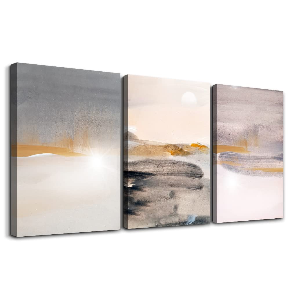 MHARTK66 Wall Decor For Living Room Canvas Wall Art For Bedroom Fashion Wall Decorations For Office Mountain Abstract Ink Paintings Framed Ready To Hang Pictures Artwork Home Decoration 3 Pieces