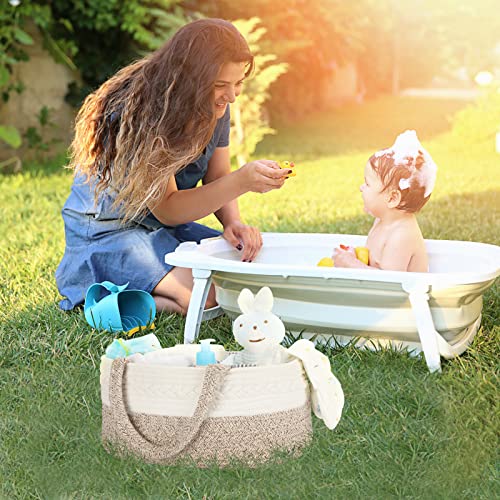 Maliton Diaper Caddy Organizer for Baby, Cotton Rope Baby Gift Basket, Portable Diaper Organizer for changing table, Diaper Nursery Storage Organizer for Baby Stuff, Baby Shower Gifts for Newborn